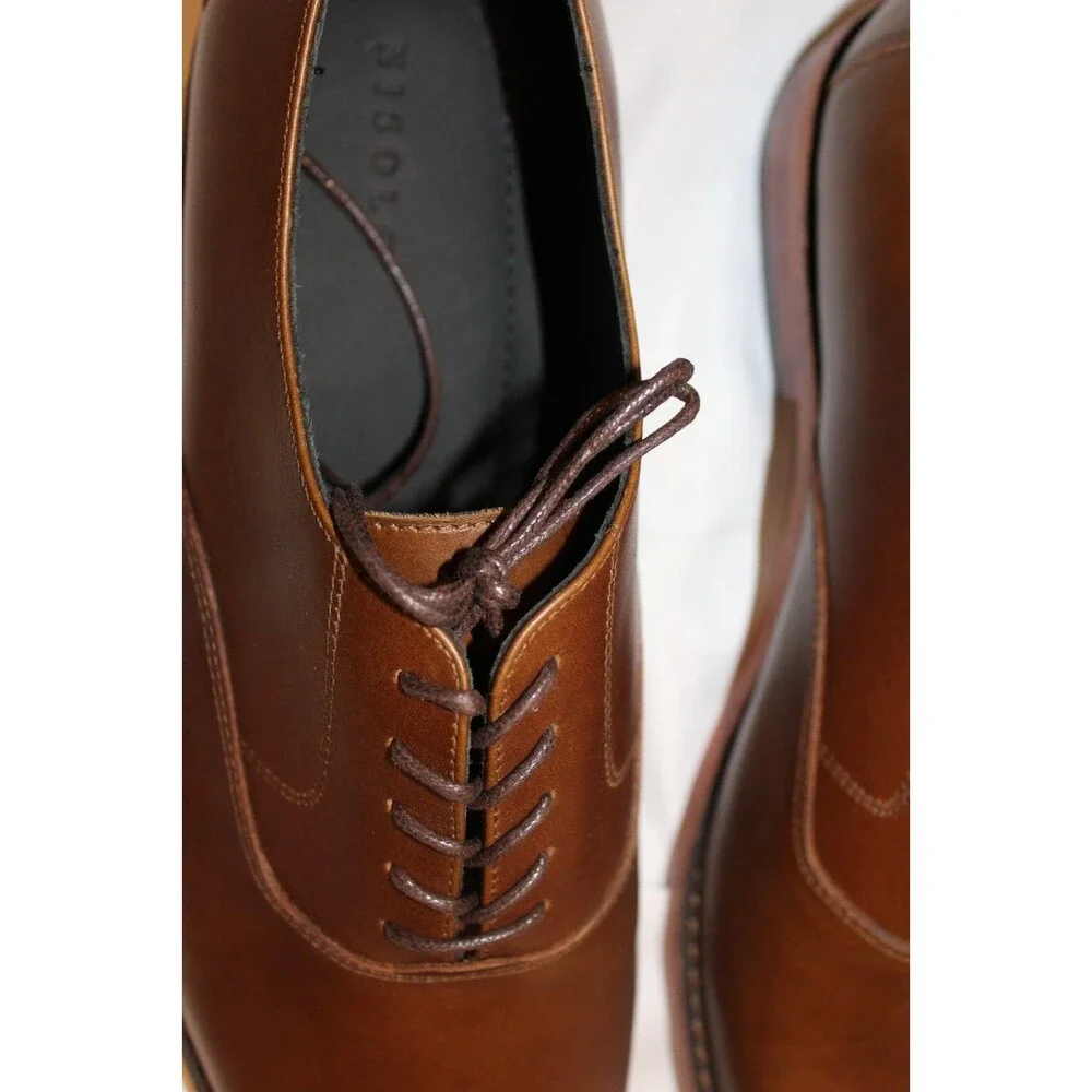 NISOLO MEN'S EVERYDAY OXFORD LEATHER DRESS SHOES BROWN SZ 12 NEW $188